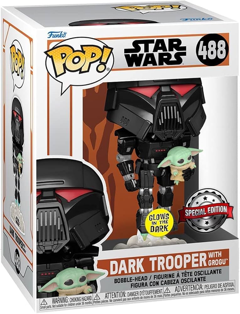 FUNKO POP DARK TROOPER WITH GROGU #488 STAR WARS THE MANDALORIAN